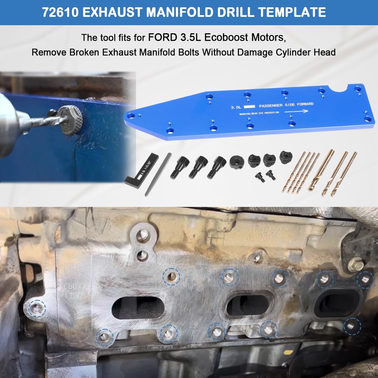 72610 Manifold Drill Template for FORD 3.5L Ecoboost Motors